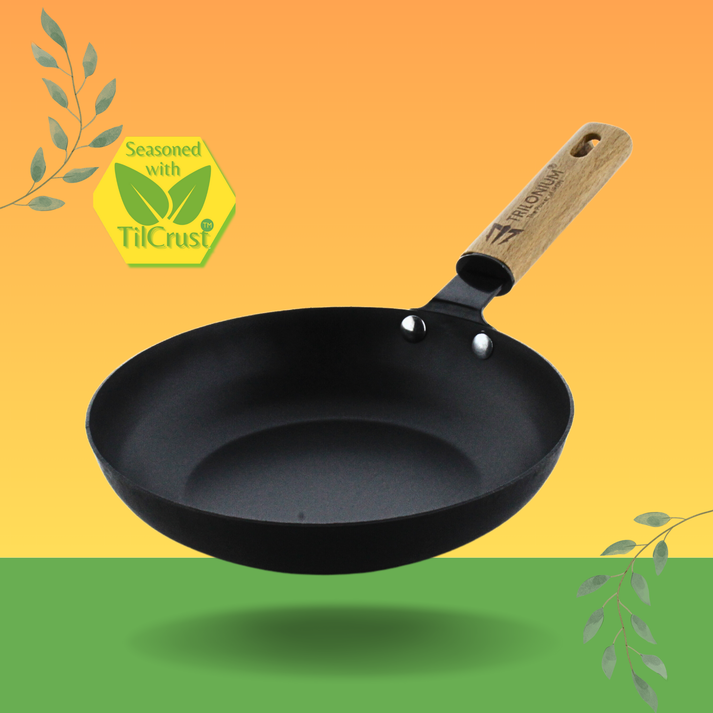 Trilonium Triple Seasoned Cast Iron CrockWok Kadhai | Gas & Induction Compatible | Black - view 25