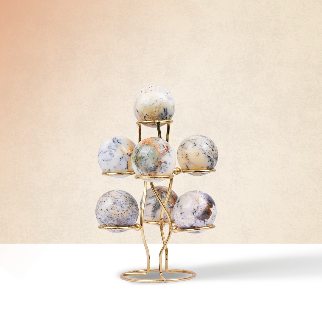 Gemsmantra Dendrite Opal 7 Sphere/Ball With Stand - view 2