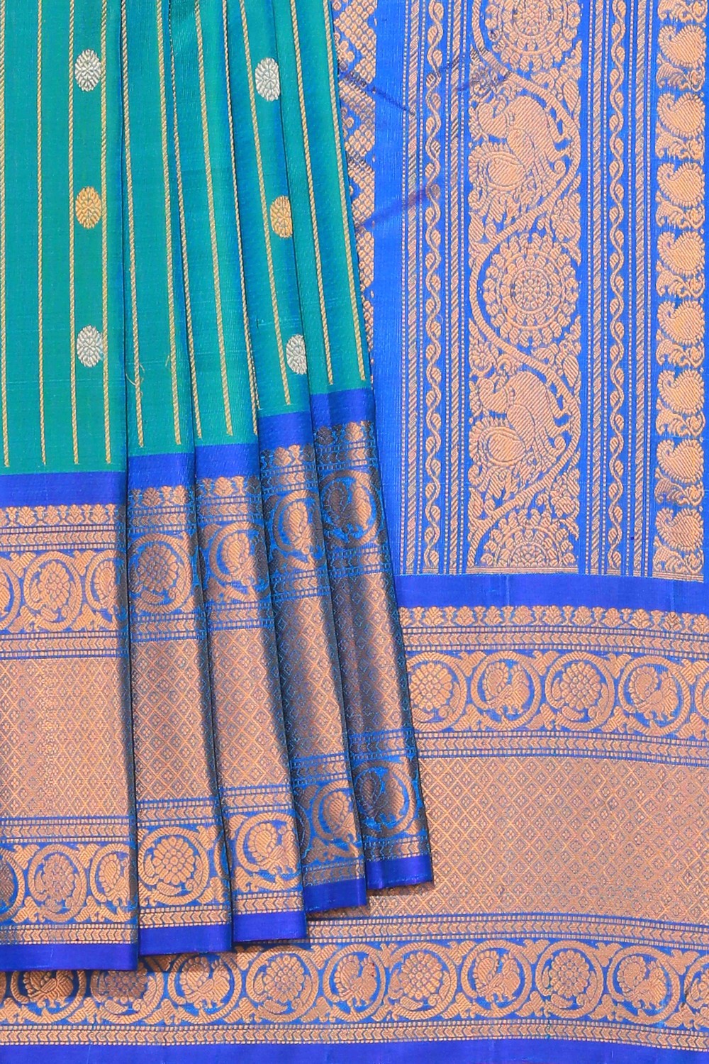 Kalanjali Gadwal Silk Emerald Green Saree – Women's