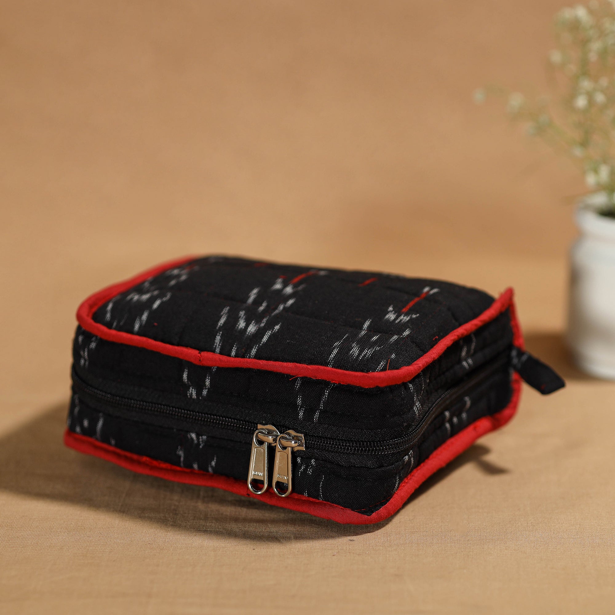 NOORI BAZAR Black - Handmade 4 Pockets Cotton Jewelry Bag 36 - view 2