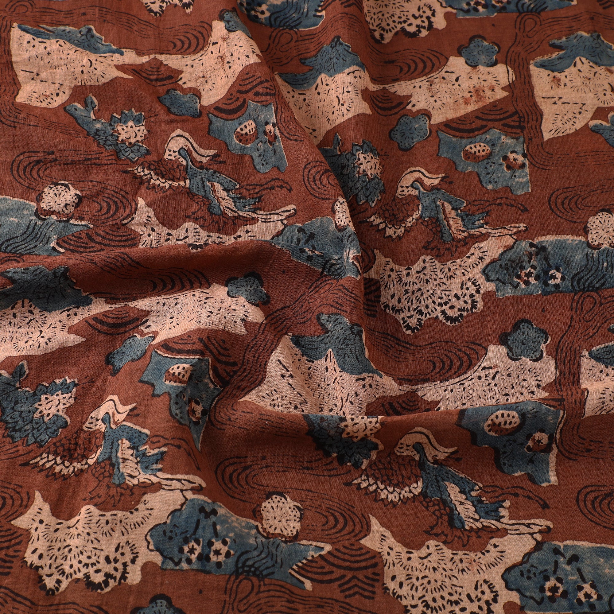 KACHCHH JI CHHAAP Brown - Ajrakh Hand Block Printed Mul Cotton Fabric - view 3
