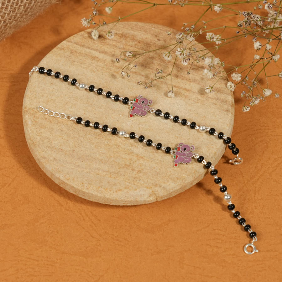 Prinjal Jewellers black beads and koala silver nazariya for kids - view 2