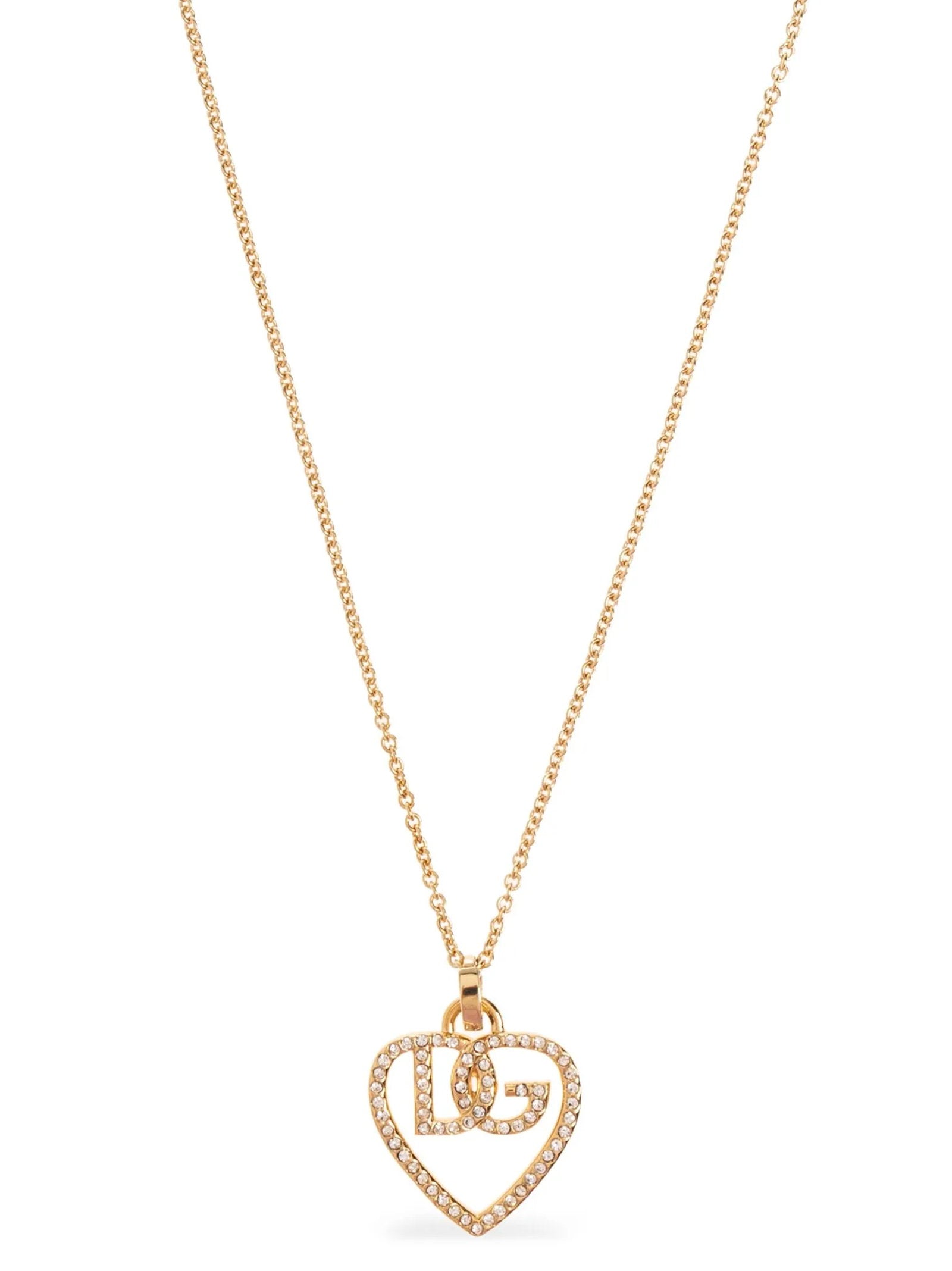 Dolce & Gabbana Strass Logo Necklace – 95% brass 5% glass