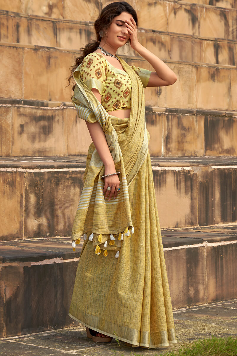 Rajpath Mesmerising Mustard Cotton Silk Saree With Felicitous Blouse Piece - view 2