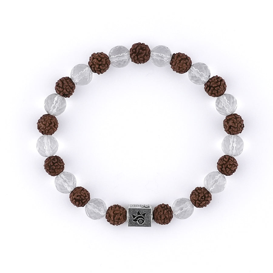 Prinjal Jewellers Rudraksha with Spatik Diamond Cut Beads Bracelet - view 4