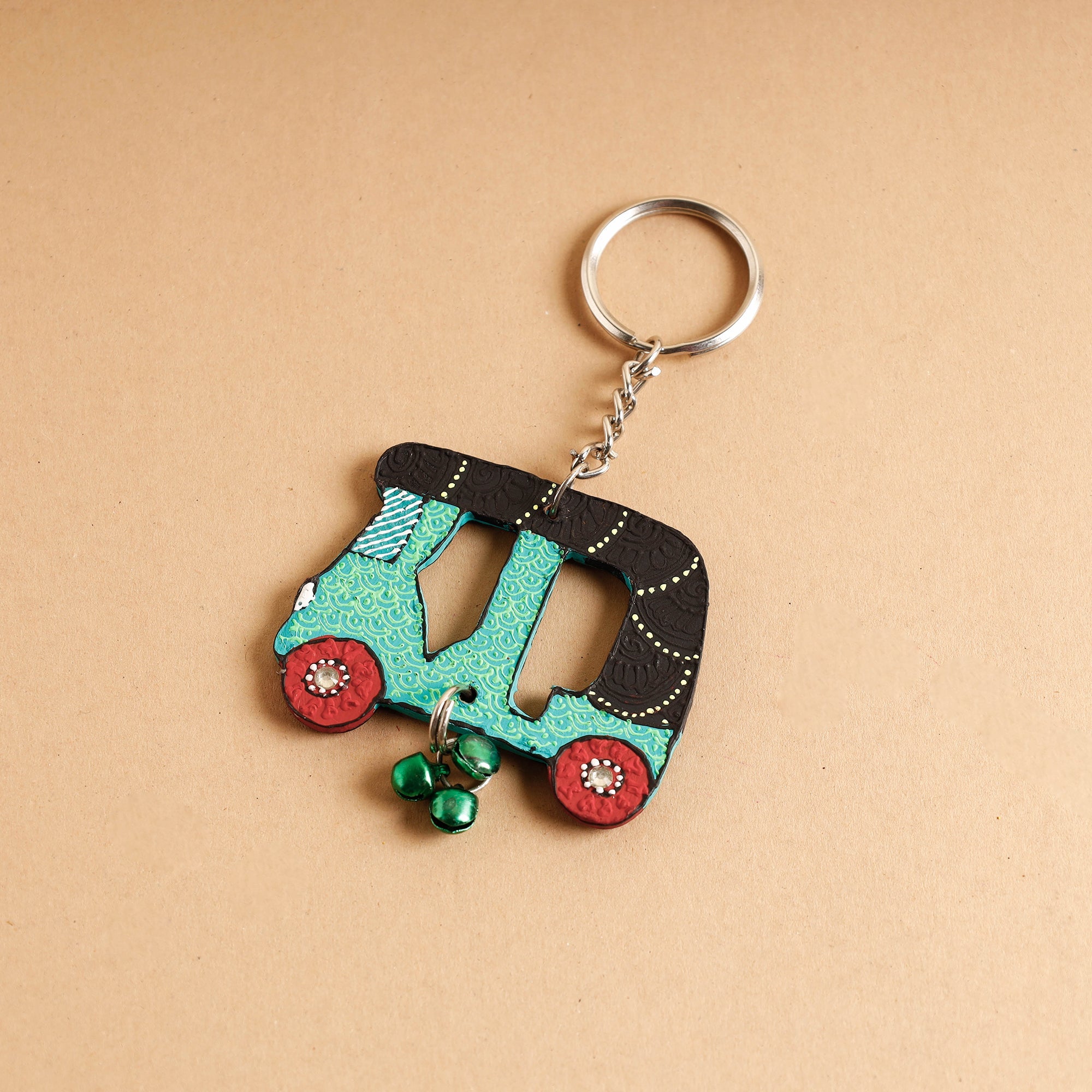 ABSTRACT WORLD BY RACHNA Auto - Abstract Pastel Handpainted Wooden Key Chain