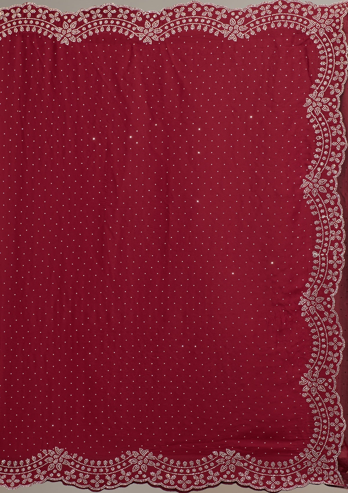 Koskii Maroon Swarovski Satin Saree – Women's - view 7
