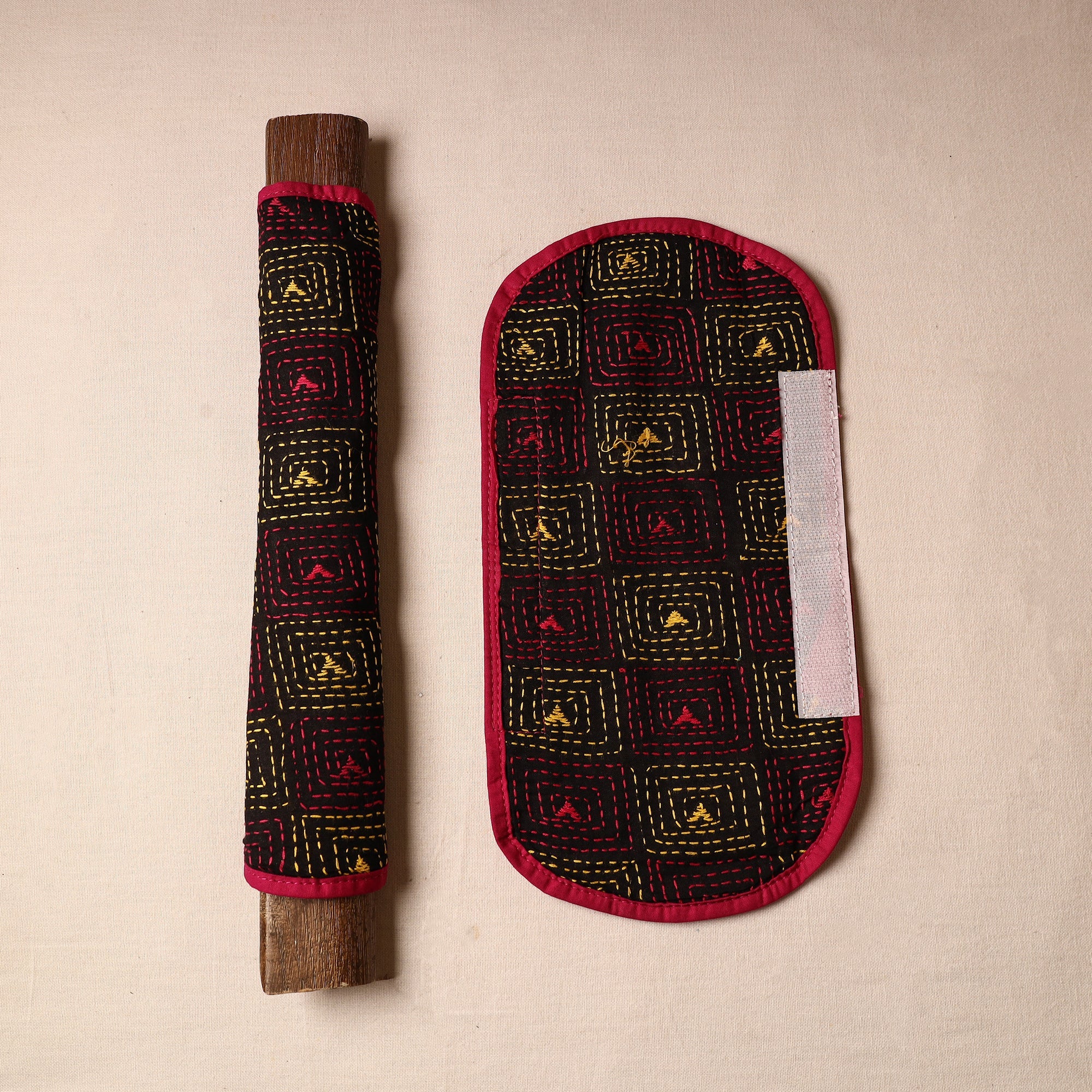 ASALKAAR Bengal Kantha Work Handmade Fridge Handle Cover (Set of 2) 51