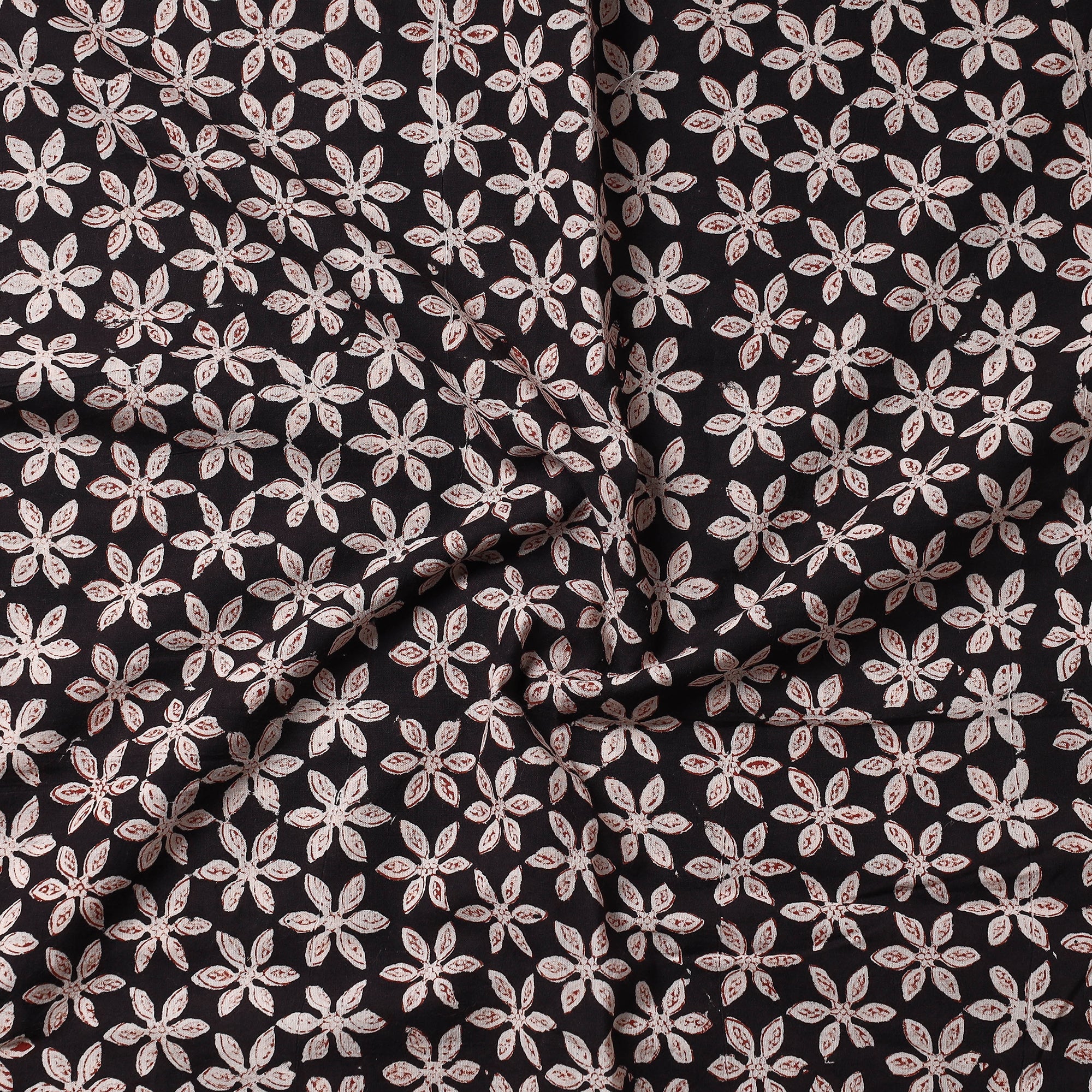 AJRAKH BY JABBAR KHATRI Black - Ajrakh Block Printed Cotton Precut Fabric (1.2 meter) - view 2