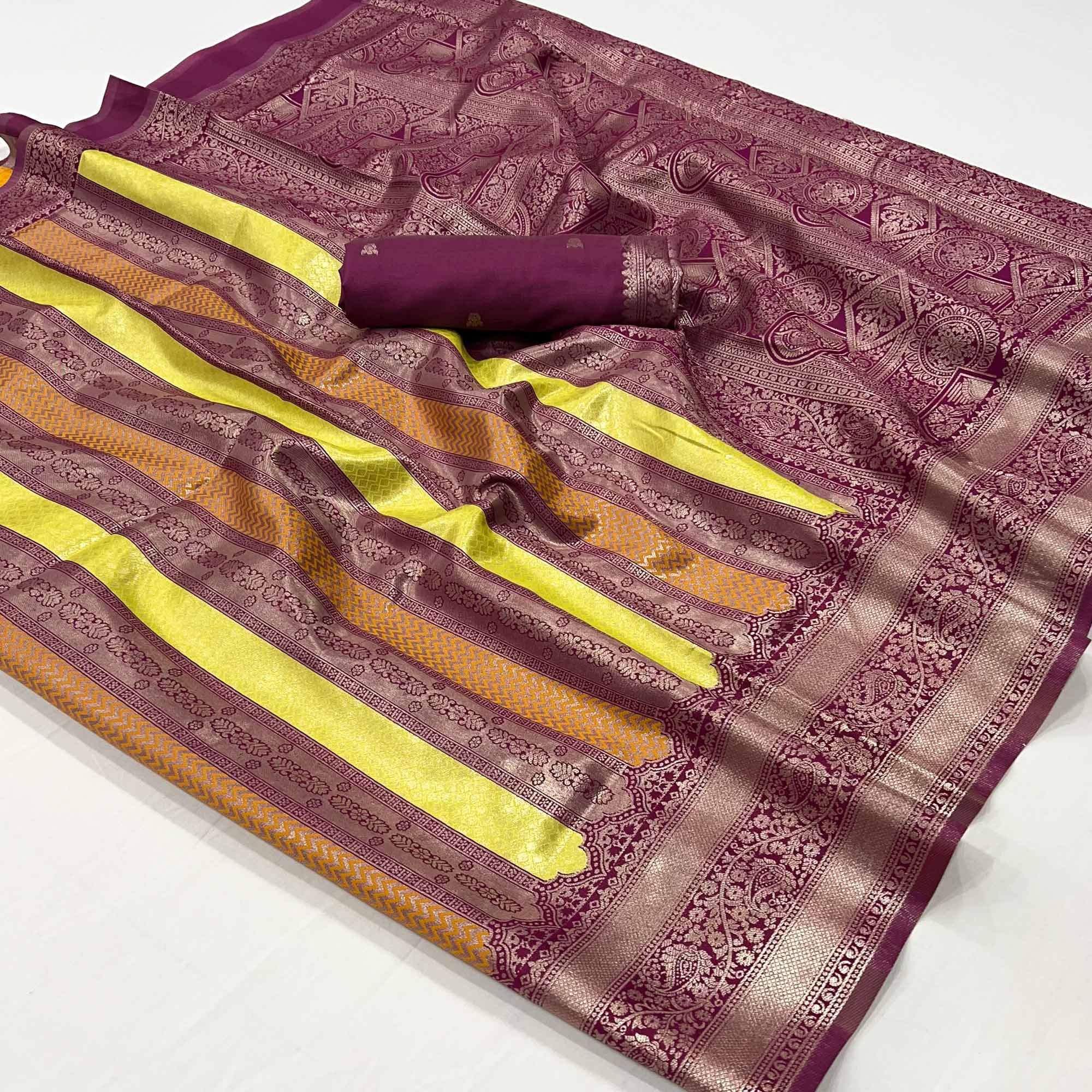Peachmode Maroon Zari Weaving Kanjivaram Silk Saree