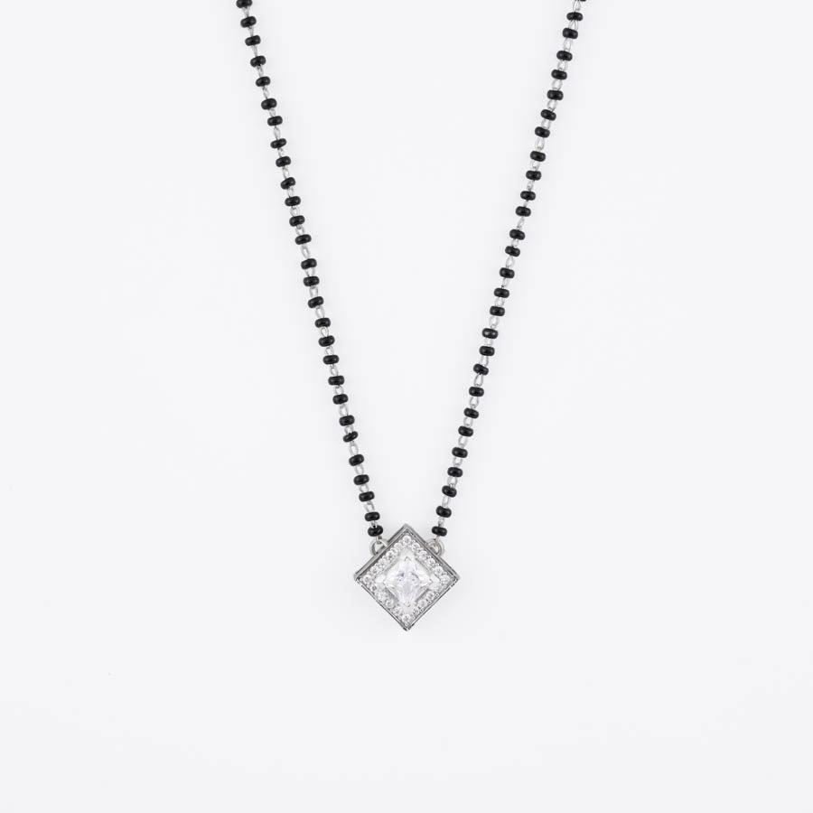 Prinjal Jewellers Solitaire Square Shape Mangalsutra In Silver 92.5 - view 4