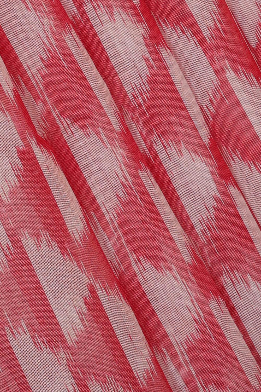 Kalanjali Ikat Silk Cotton Red Saree – Women's - view 2