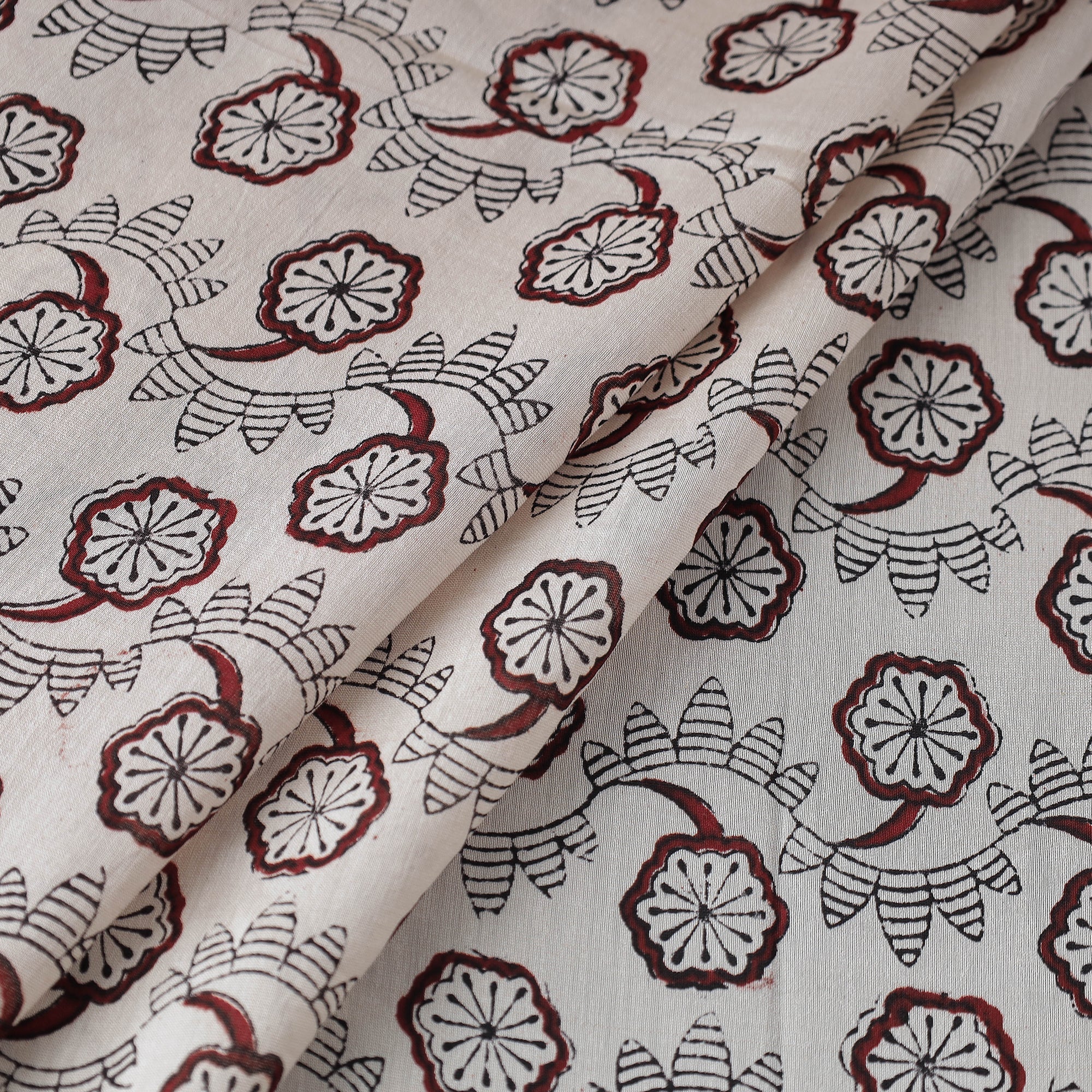 BAGH PRINTS BY MOHAMMED RAFIK KHATRI Beige - Bagh Print Handloom Chanderi Silk Fabric 01 - view 2