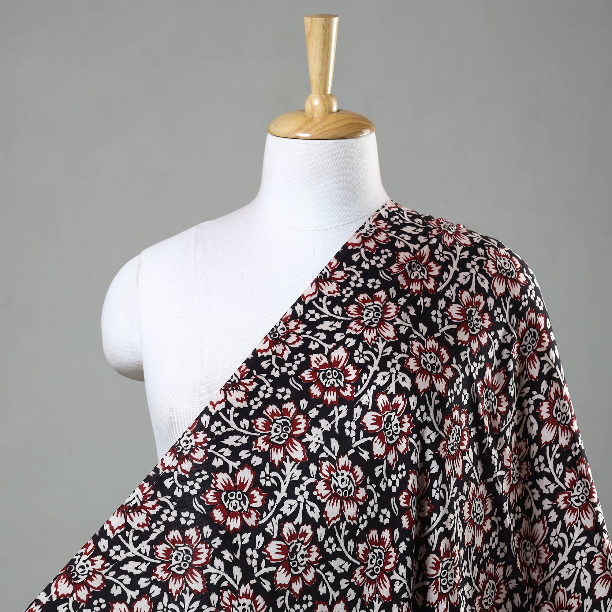 BAGH PRINTS BY MOHAMMED RAFIK KHATRI Black - Bagh Block Printed Modal Silk Fabric