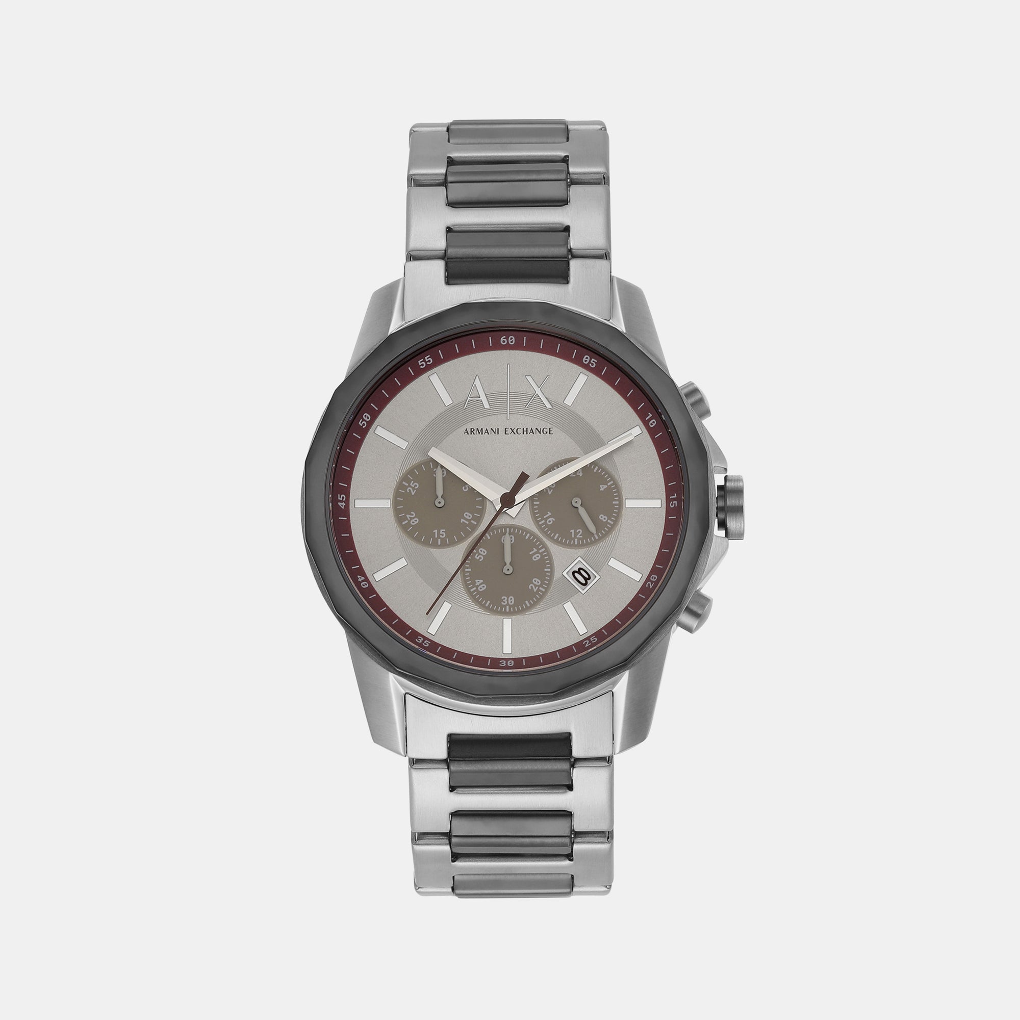 Armani Exchange Banks Men Quartz Silver Dial Chronograph Stainless Steel Watch AX1745