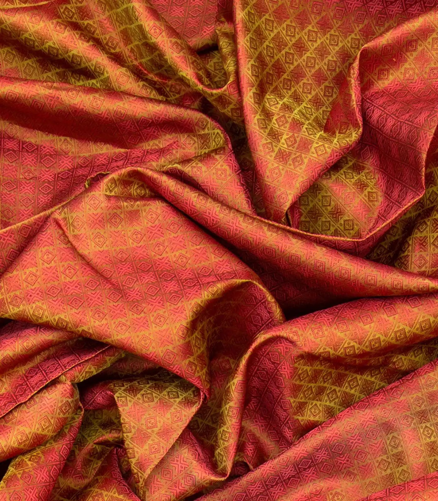 RmKV Dark Olive & Peach Handloom Kanchipuram Natural Dyed Silk Saree - view 4