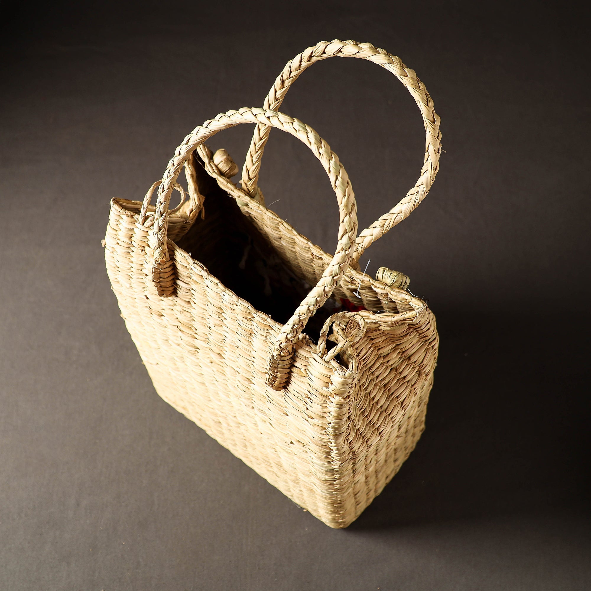 ITOKRI CRAFTS INITIATIVE Beige - Handcrafted Natural Water Reed Embroidered Shopping Bag - view 5
