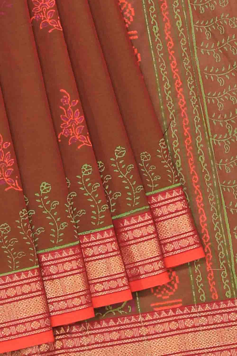Kalanjali Ethnics Hand block printed cotton saree