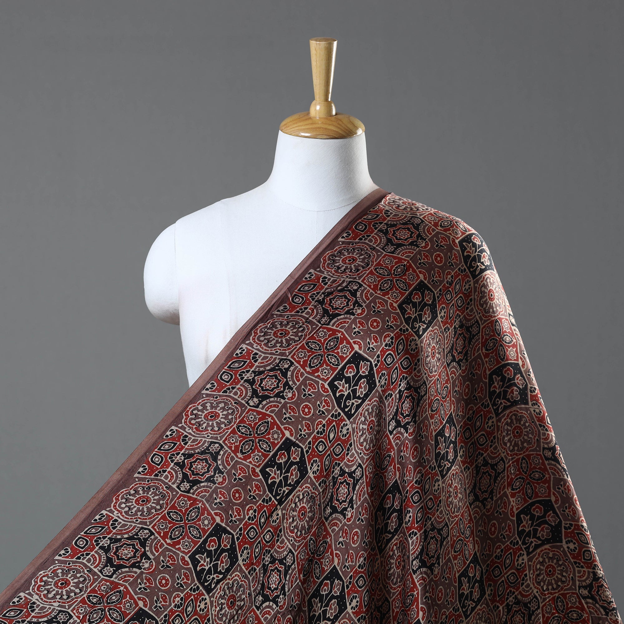 KACHCHH JI CHHAAP Brown - Modal Silk Ajrakh Print Fabric 11
