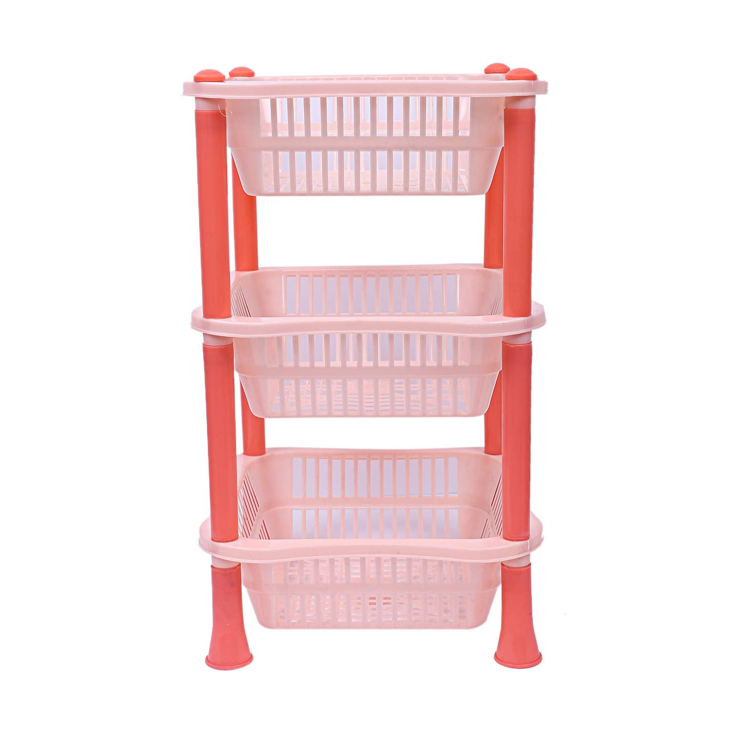 Kuber industries Plastic 3 Layer Multi-Purpose Kitchen Storage Basket Rack (Beige)-CTKTC25231