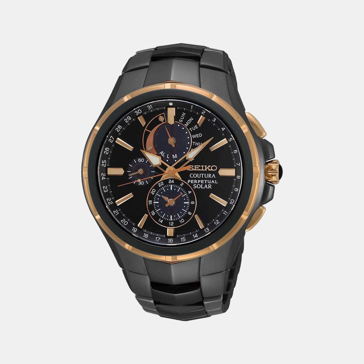 Seiko Coutura Men Quartz Black Dial Chronograph Stainless Steel Watch SSC766P1