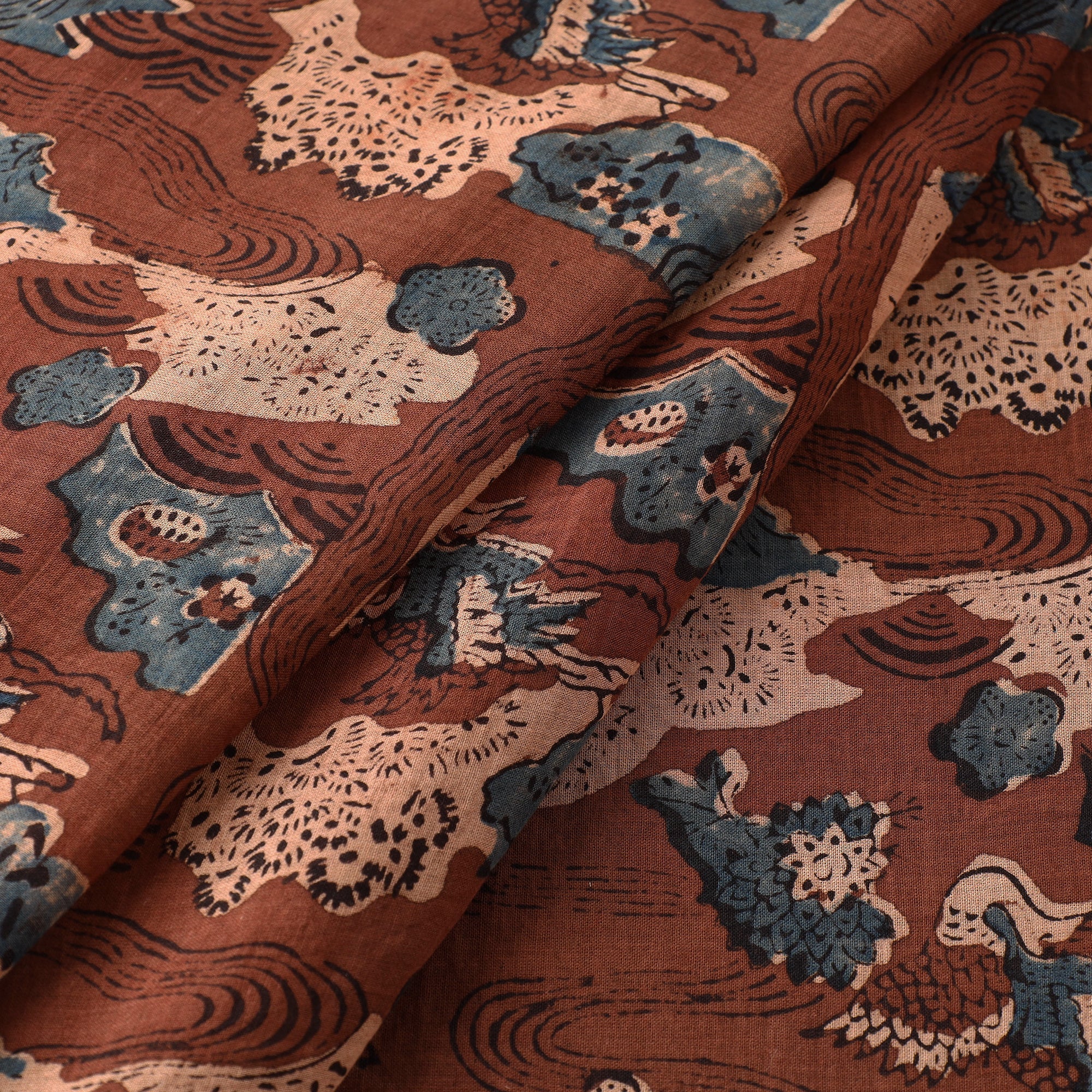 KACHCHH JI CHHAAP Brown - Ajrakh Hand Block Printed Mul Cotton Fabric - view 2