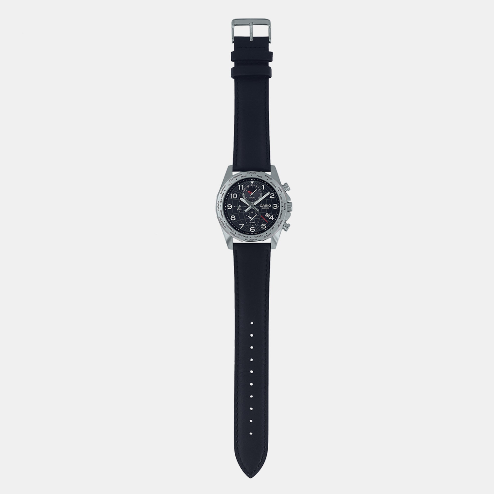 Casio Enticer Men Quartz Black Dial Chronograph Leather Watch A2149 - view 5