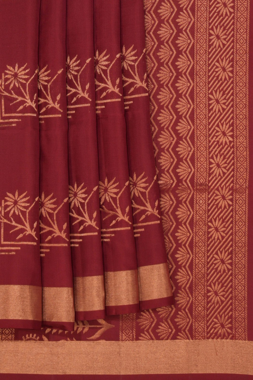 Kalanjali Dark Red Silk Saree – Women's