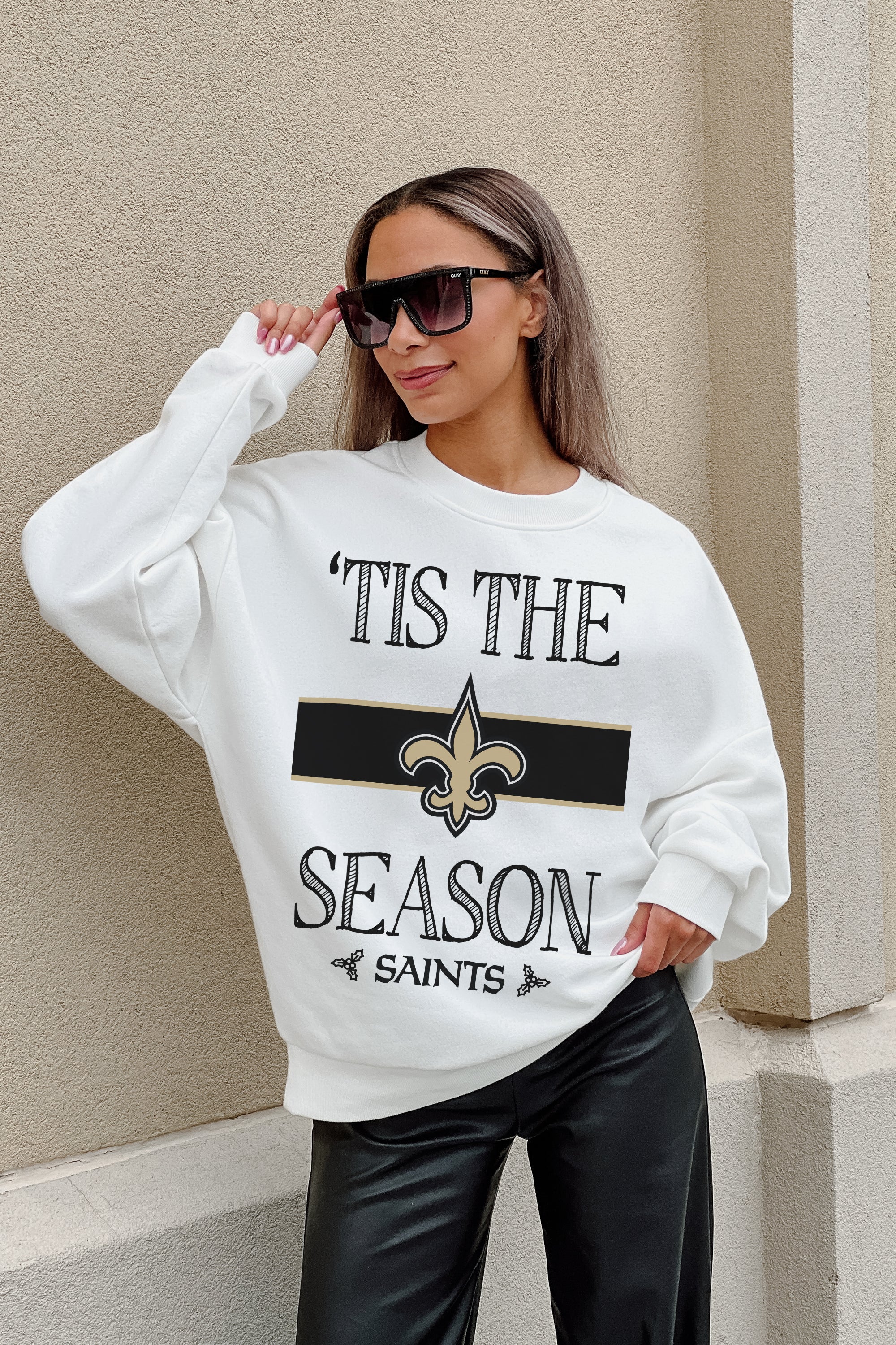 GC X NFL New Orleans Saints Touchdown Tidings Drop Shoulder Crewneck Sweatshirt
