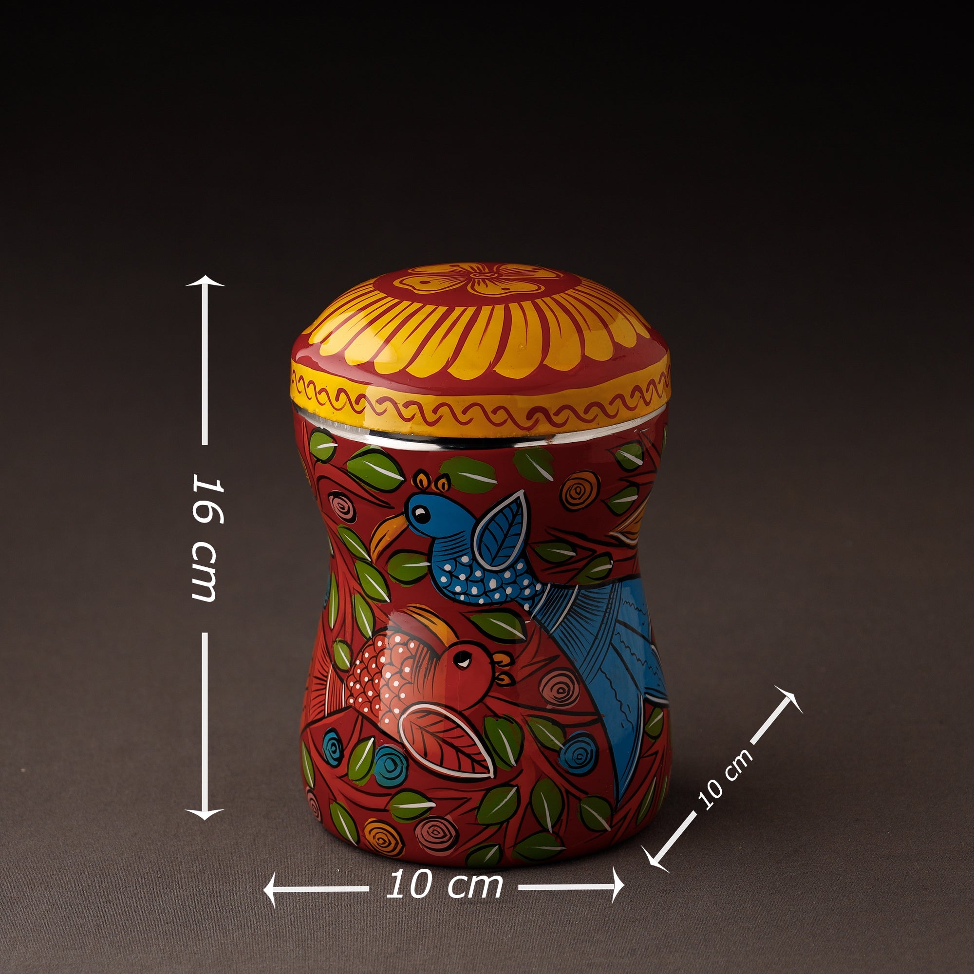 AAYAAS Bengal Patua Handpainted Stainless Steel Multi Utility Container - view 4