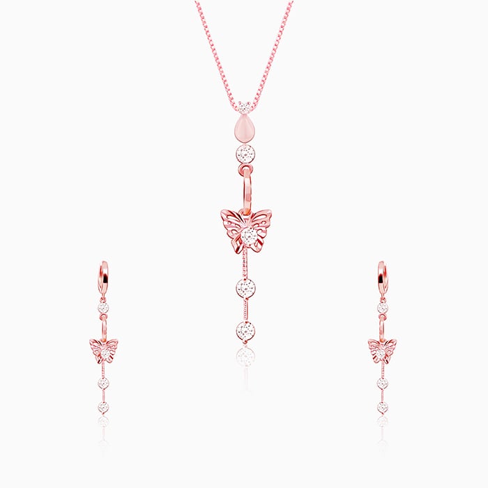 GIVA Jewellery Rose Gold Charming Butterfly Set