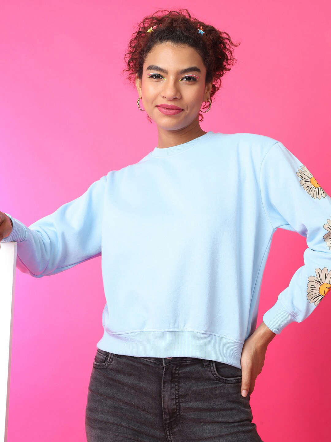 Freehand By The Indian Garage Co Women's Back Printed Regular Fit Sweatshirt