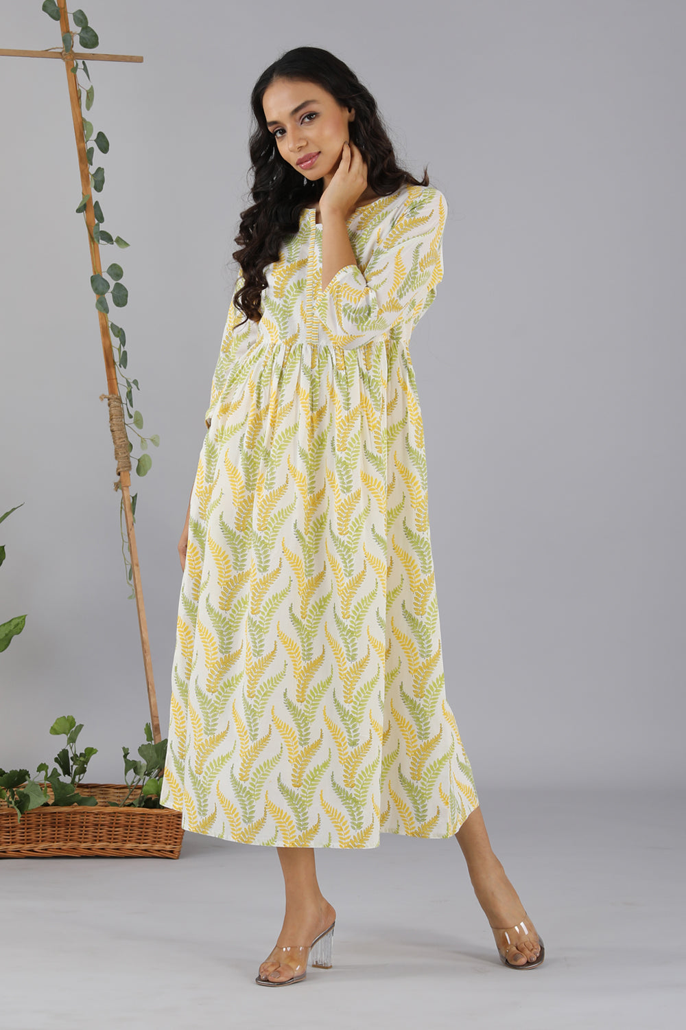 Kalanjali Ethnics Gathered cotton handblock printed kurti - view 6