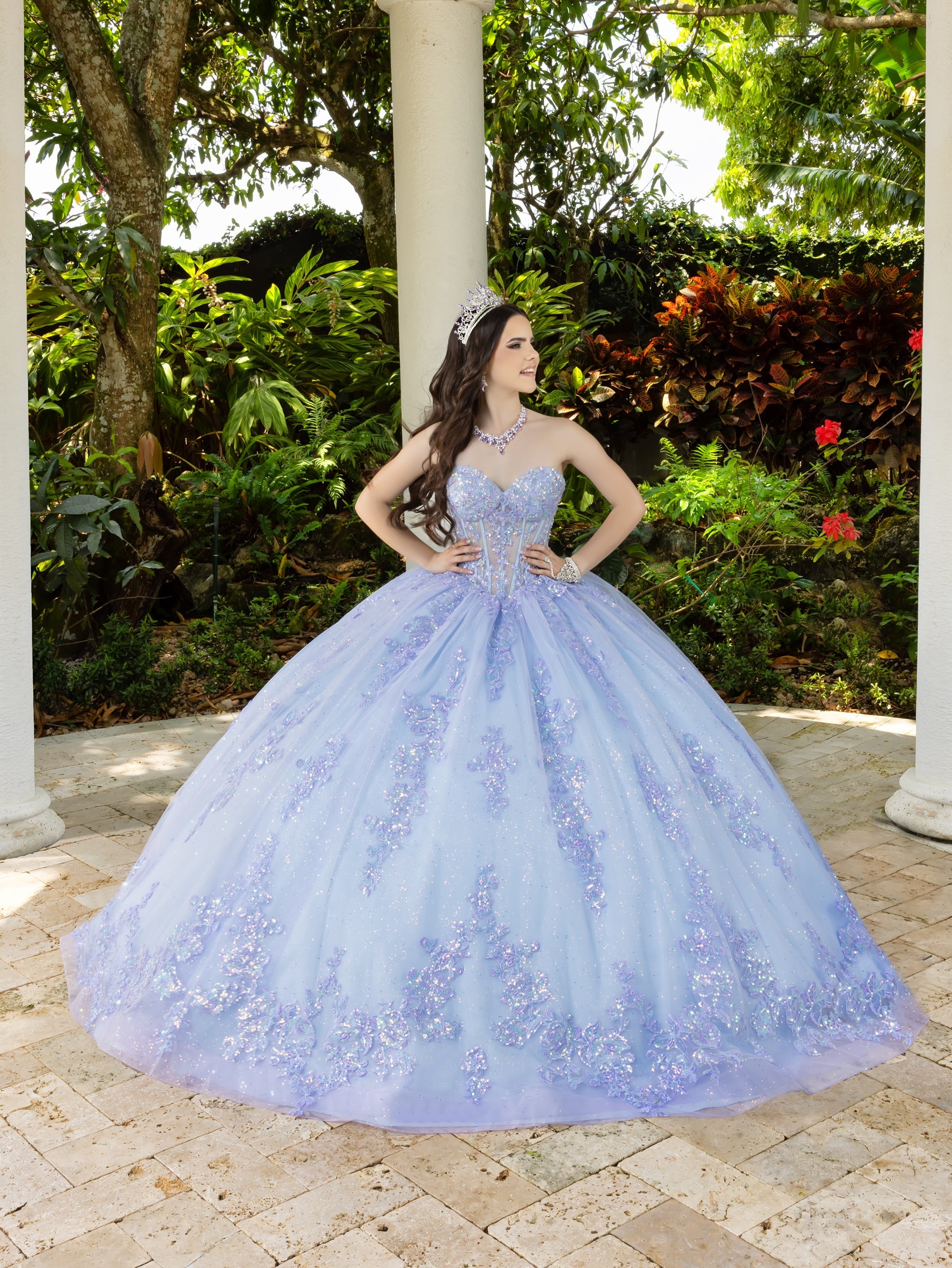 House of Wu Fiesta Gowns Lace Tulle Strapless Ball Gown by LizLuo Fiesta 56530 - view 4