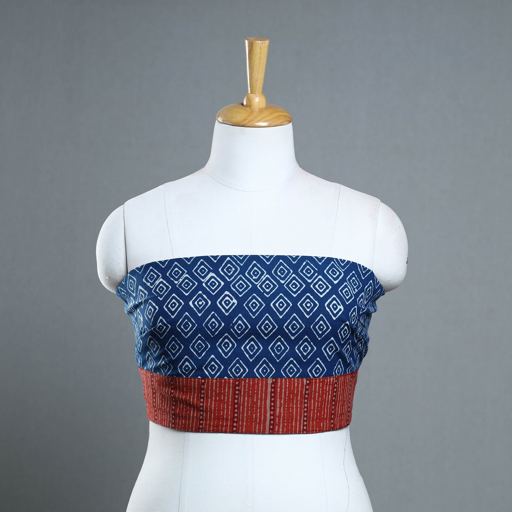 NOORI BAZAR Blue - Block Print Cotton Pipad Blouse Piece 158