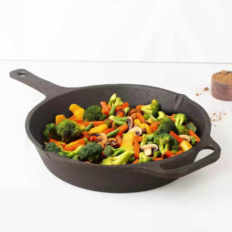 The Indus Valley CASTrong Cast Iron Fry Pan, Pre-seasoned, Nonstick, 100% Pure, Toxin-free, Induction, 25.4cm, 1.9L, 2.9kg