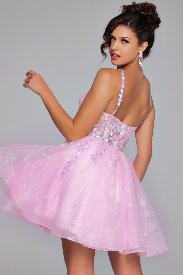 Jovani 40501 A Line Short Sequin Cocktail Dress - view 4