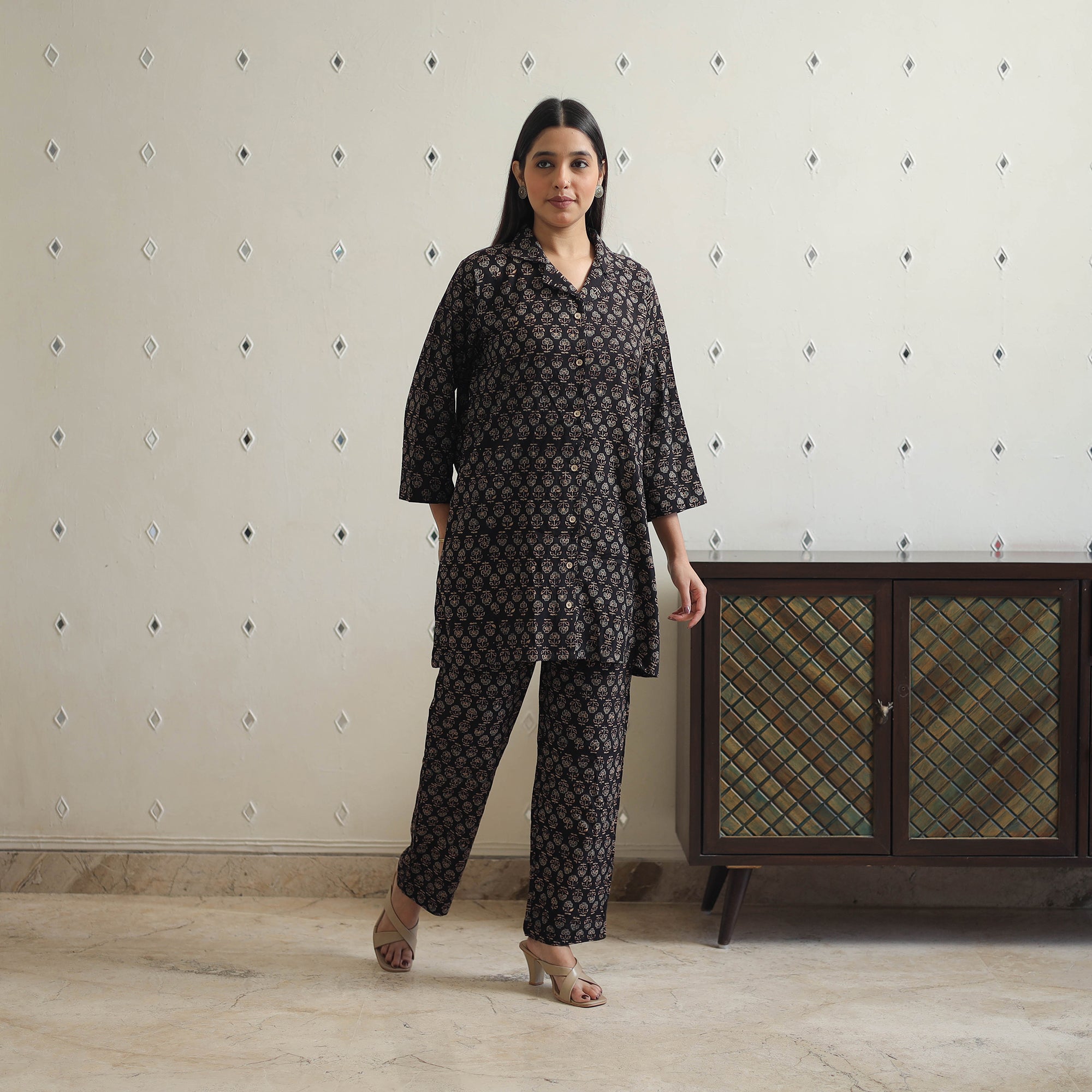 ITOKRI CASUALS Black - Block Printed Cotton Ajrakh Co-ord Set 05 - view 2