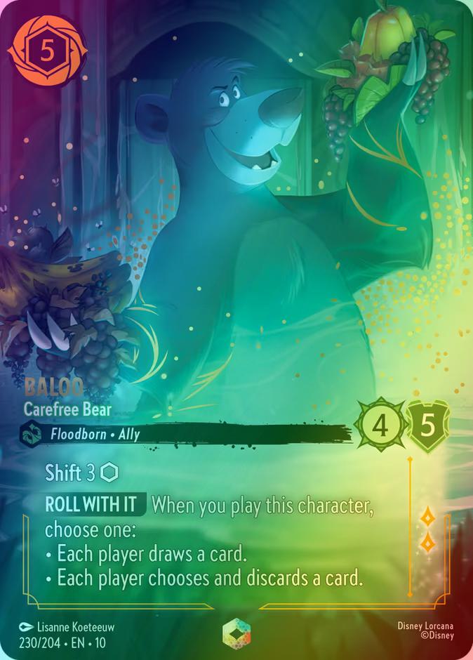 Carefree bear enchanted – Lorcana Baloo - Carefree Bear (Enchanted) - 230/204 [Whispers in the Well] [Holofoil]