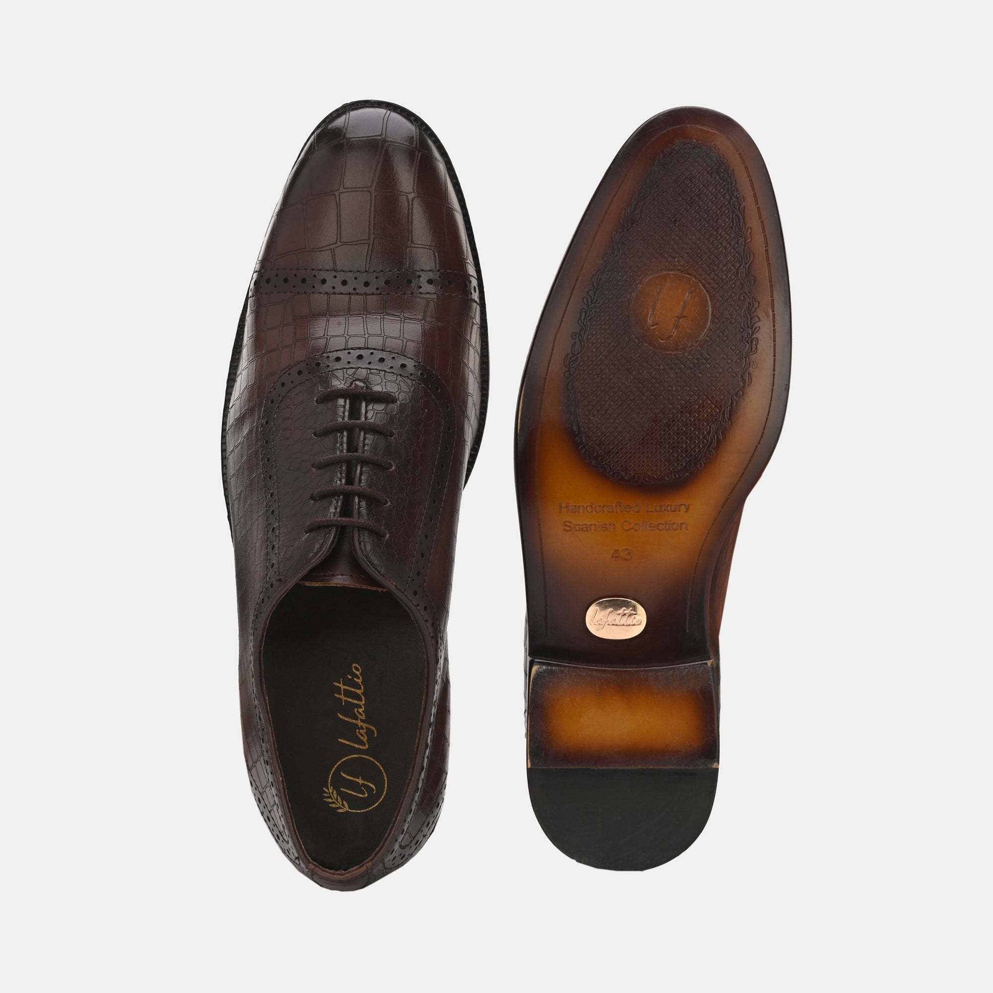 Brown Laser Engraved Semi-Brogues by Lafattio - view 2