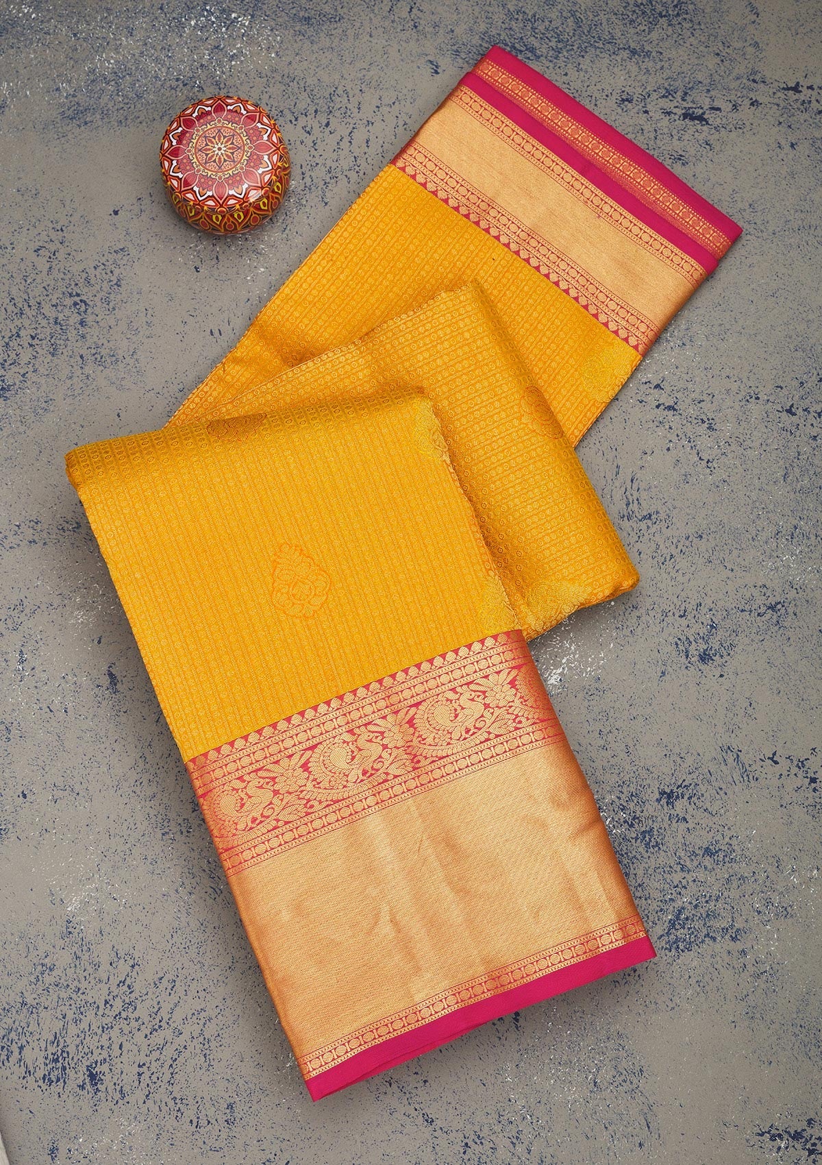 Koskii Yellow Zariwork Pure Silk Saree – Women's