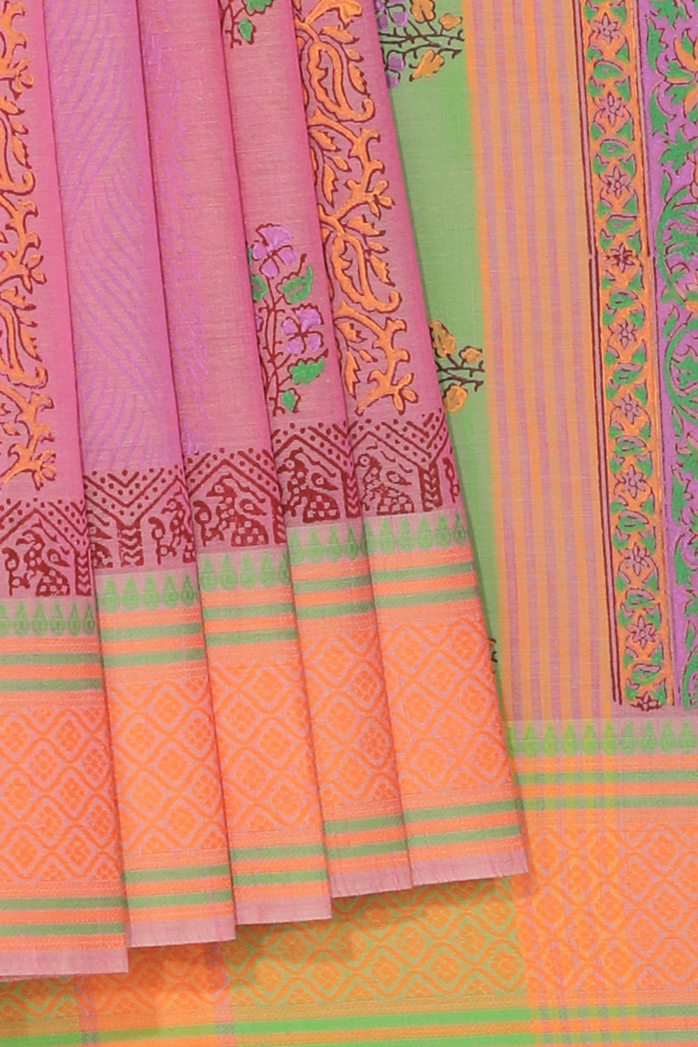 Kalanjali Ethnics Hand block printed cotton saree