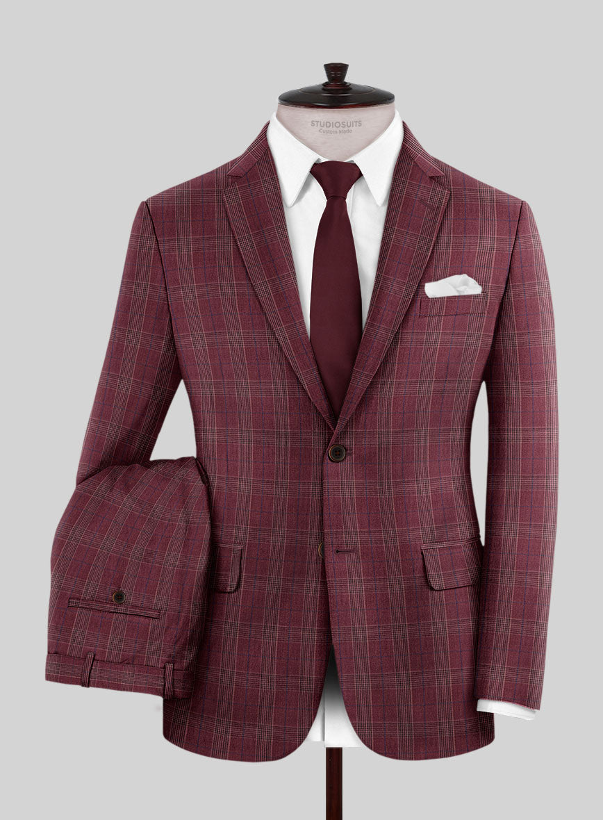 StudioSuits Napolean Xina Tartan Maroon Wool Suit - view 2
