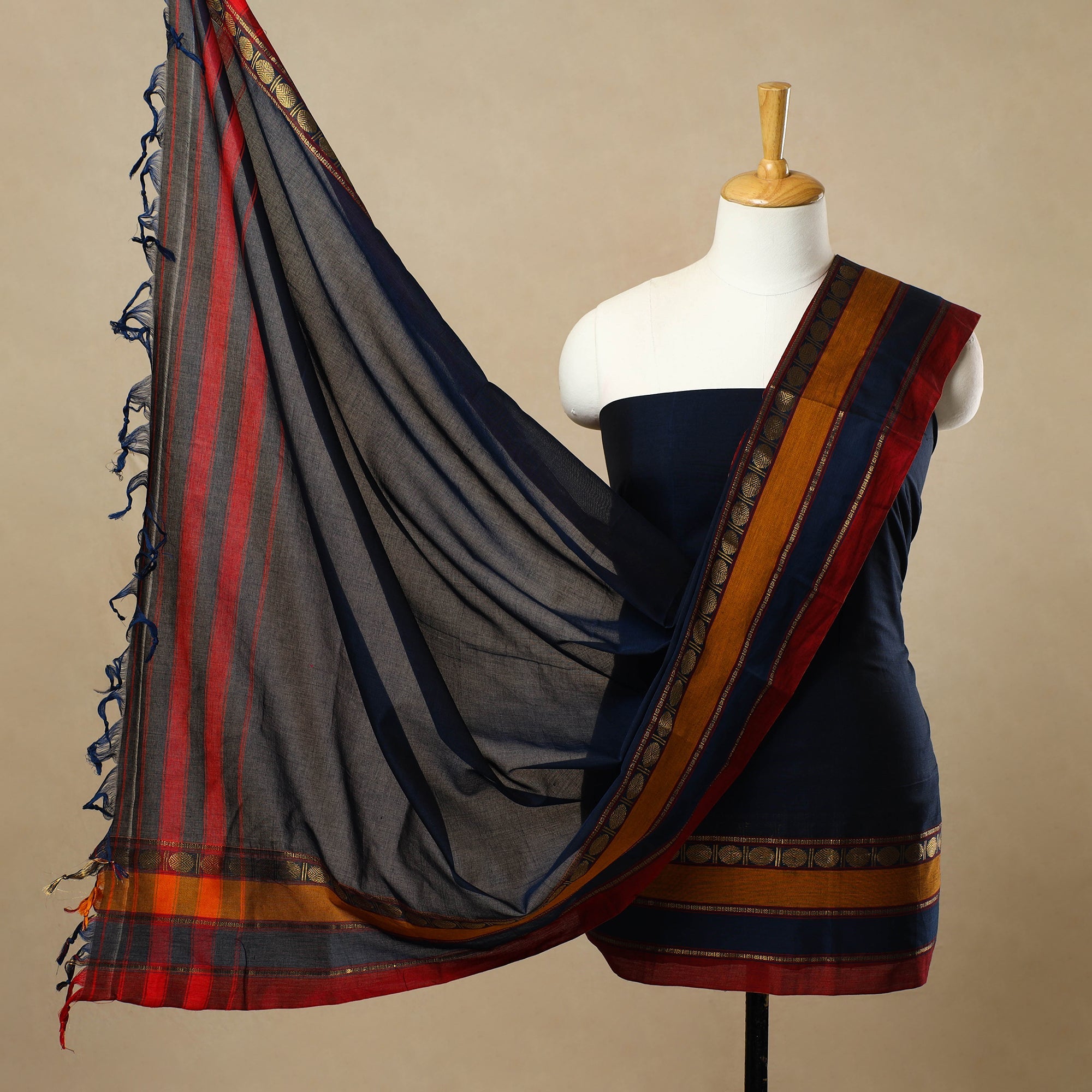 SOUTH KARGHA Blue - 3pc Mercerised Cotton Dharwad Dress Material 49