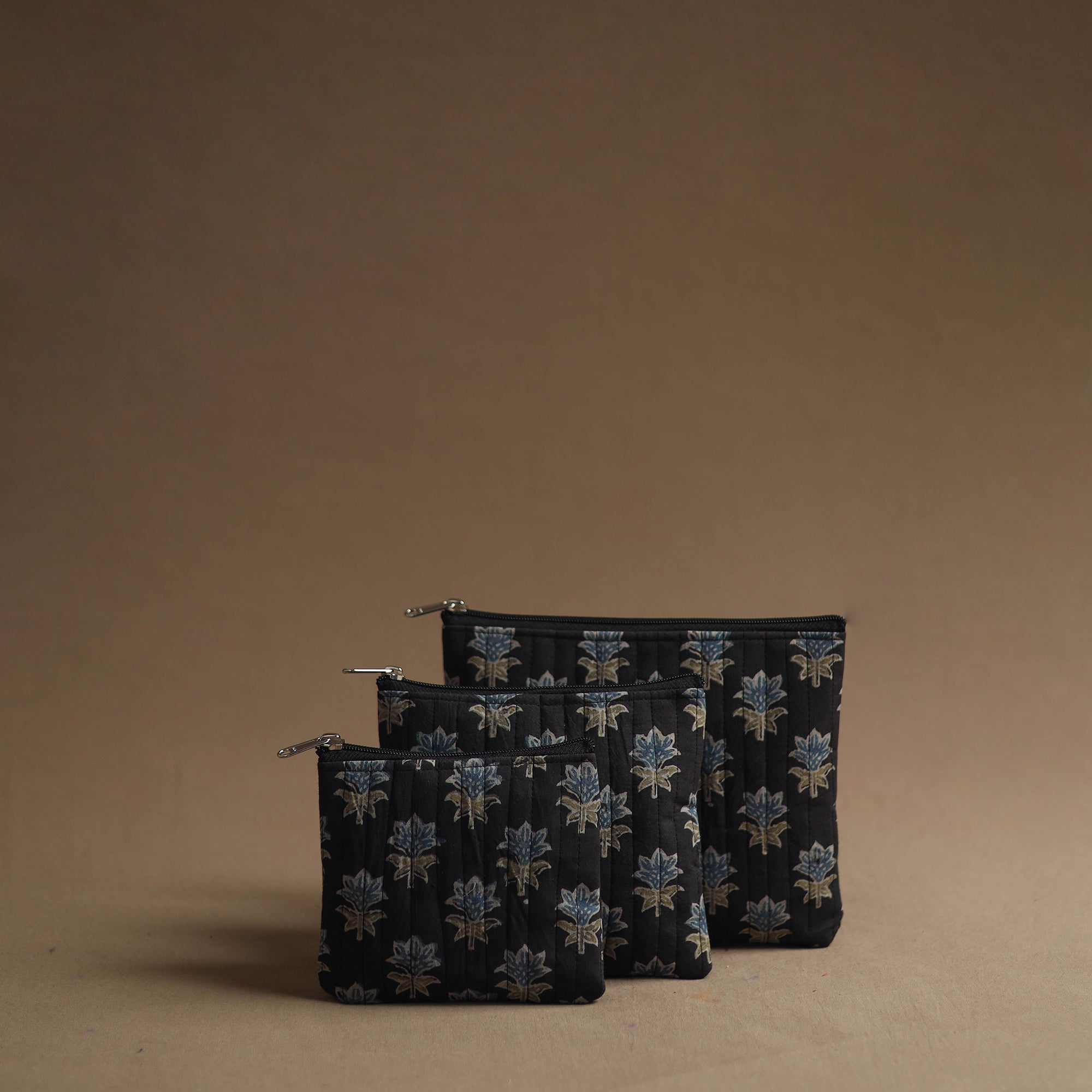NOORI BAZAR Black - Handmade Cotton Multipurpose Utility Pouches (set of 3) 39
