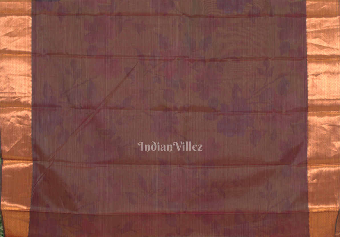 IndianVillèz Yellow Floral Digital Print Kanjivaram Silk Saree - view 5