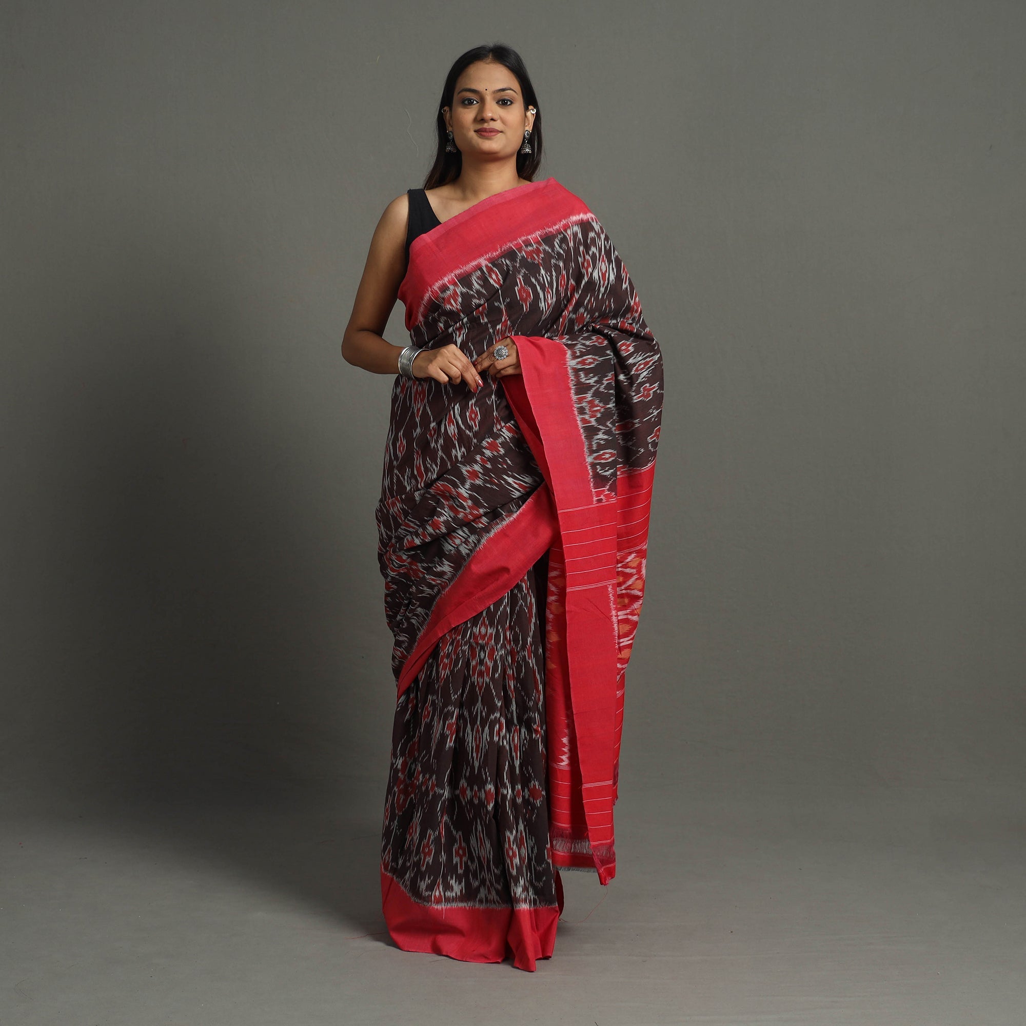 SOUTH KARGHA Brown - Mercerised Cotton Handloom Pochampally Ikat Saree 44