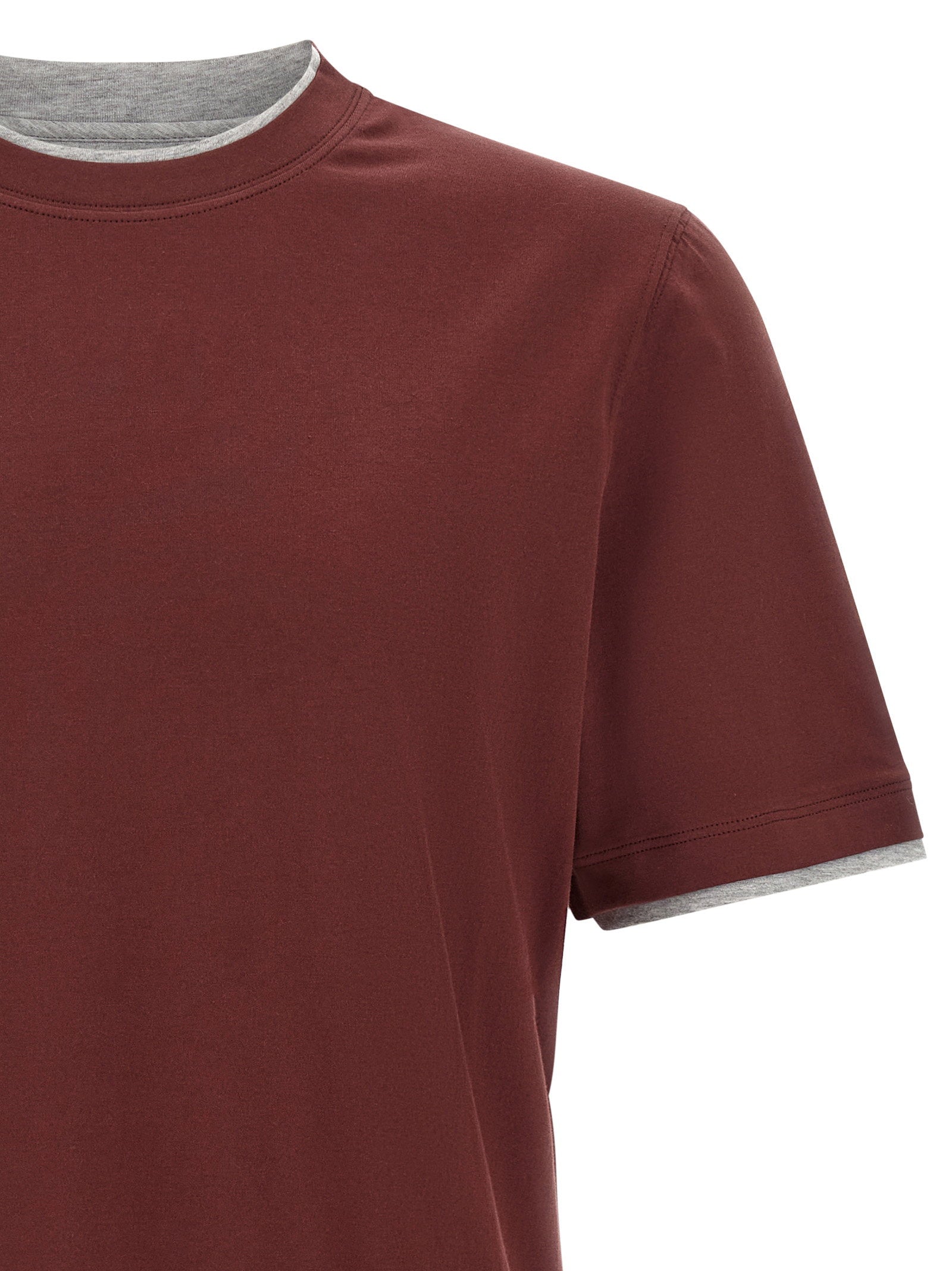 Brunello Cucinelli Faux-layering T-shirt – 100% cotton - view 3