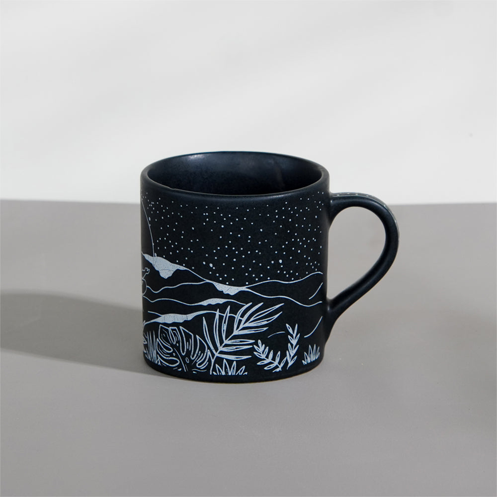 ALMIRO TREE Black - Ceramic Yoga Design Coffee Mug (350ml)