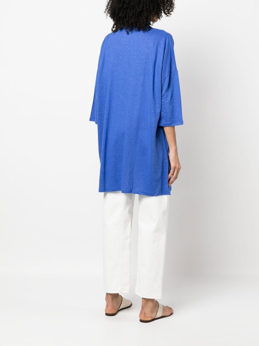 Majestic 3/4 Sleeve Linen Blend Tunic Dress - view 4